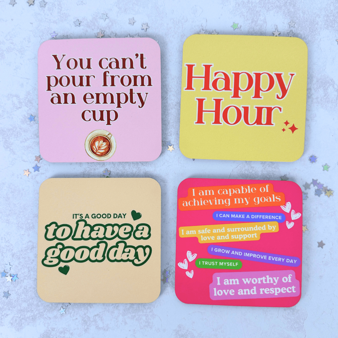 Words of Positivity Coasters - Set of 4 - EOS BOX
