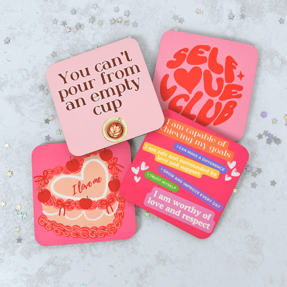 Pink Themed Self Care Coasters - Set of 4 - EOS BOX